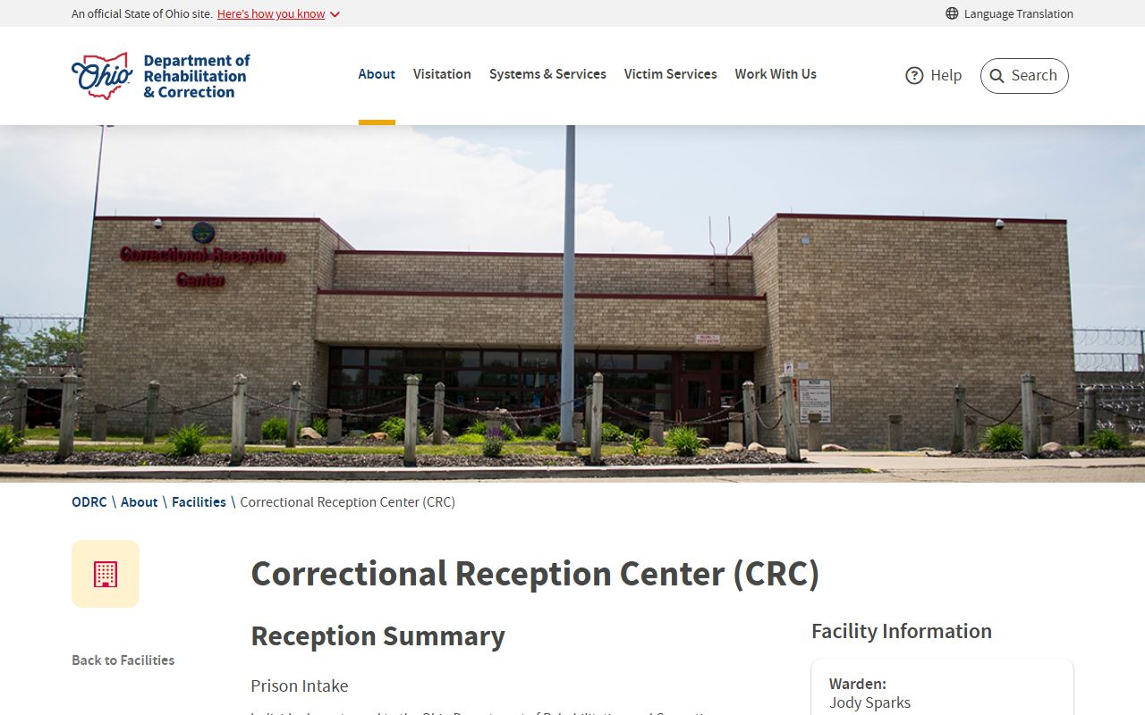ODRC Correctional Reception Center facility page