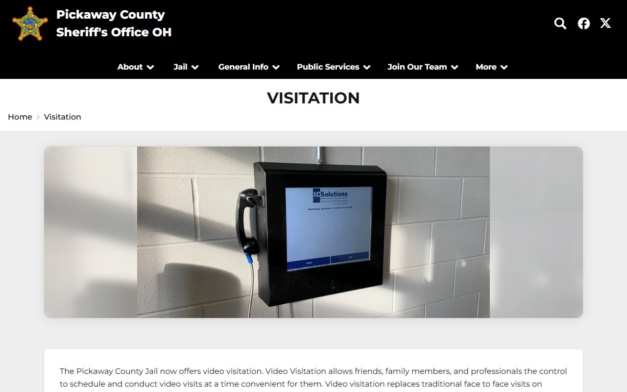 Pickaway County inmate records jail visitation schedule